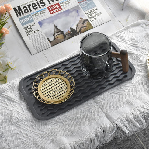 Silicone Dish Drying Mat, Non-Slip Easy Clean Sink Mat, Large Heat-resistant Dish Drainer for Kitchen Counter