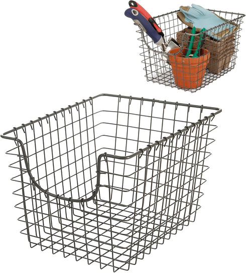 Spectrum Wire Basket for Organizing (Small, Industrial Gray) - Sturdy Storage for Kitchen, Closet, Bathroom