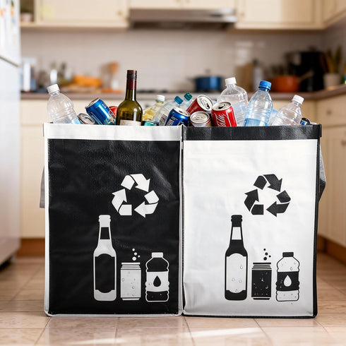 4 Pack Recycle Waste Bag for Kitchen Home- Large Indoor Recycling Bins Trash Sorting Organizer, Reusable