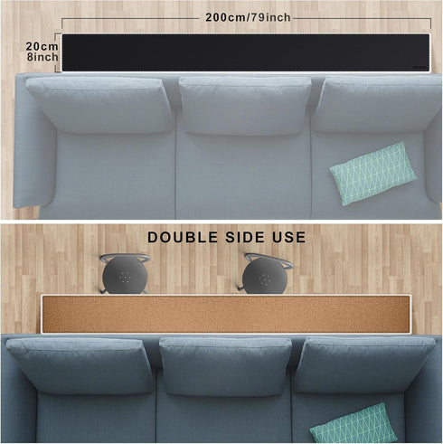 70.8 7.9 MAIDERN x Narrow Table Cover, Reversible Leather & Cork Console Table Mat, Long Slim Table Protector for Sofa