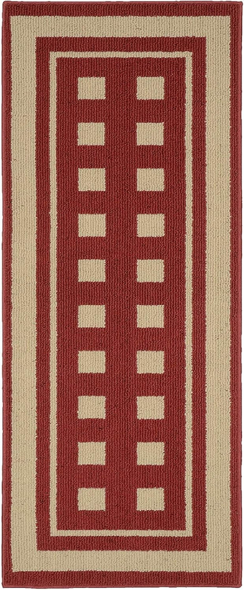 Garland Rug Manorville Indoor/Outdoor Area Rug, 2-Foot by 5-Foot, Chili/Tan