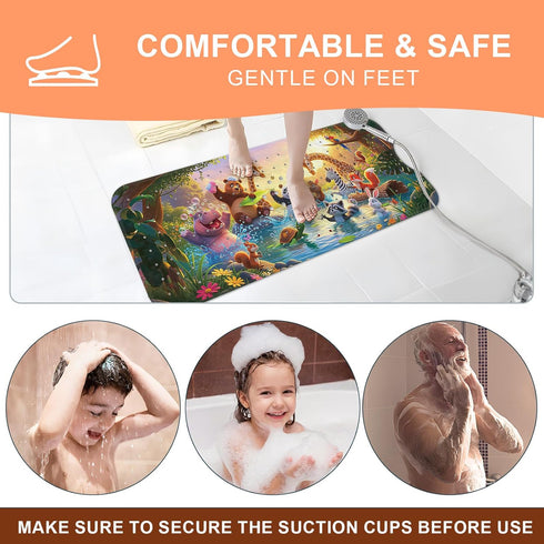 40"x16" XIYUNTE Upgrade Baby Bath Mat Non Slip - Extra Long Kids Bath Mat for Tub Non Slip Bathtub Mat Eco-Friendly