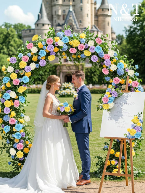N&T NIETING 25Pcs Artificial Flowers Roses, Fake Flowers for DIY Wedding Bouquets, Centerpieces, Home Decorations