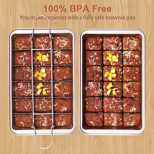 Nonstick Brownie Pan, High Carbon Steel Baking Pan with Dividers, Makes 18 Pre-Cut Brownies for Oven Baking