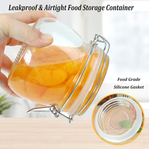 Glass Jar with Airtight Lid, 16 Oz Set of 2, Wide Mouth Leakproof Food Storage Containers for Coffee, Sugar