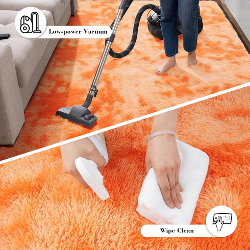 3x5 Mottling Orange Fluffy Rug Shaggy Area Rug, Area Rugs for Girls Bedroom, Soft Cute Baby Play Mat, Indoor Floor