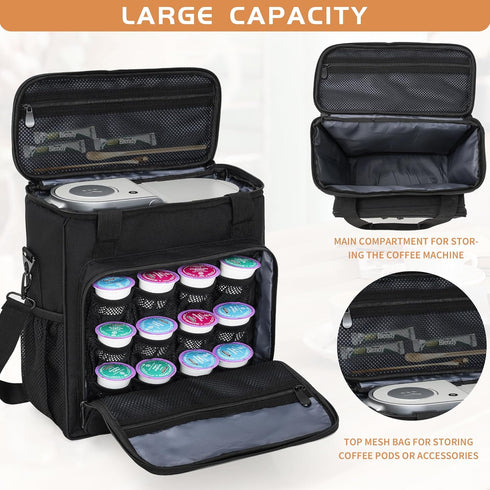 Coffee Maker Carrying Bag for Keurig K-Mini or K-Mini Plus, Portable Storage Tote Case with Extra Pockets