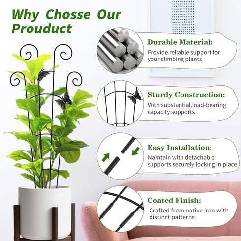 2 Pack 30 Inch Taller Plant Trellis for Potted Climbing Plants Indoor,Expandable Metal Garden Trellis for Climbing