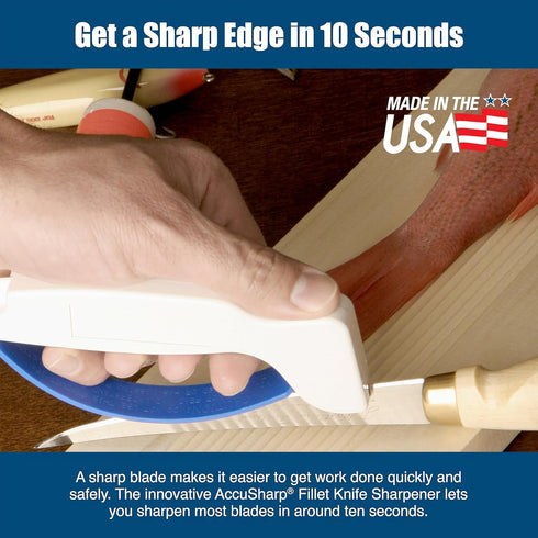 AccuSharp Knife & Tool Sharpener, Hand-Held Tungsten Carbide Tool, Restores & Sharpens Knives, White & Blue