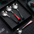 18/10 Round Head Stainless Steel Soup Spoons, Modern Thick Short Handle Korean Spoon, Set of 5, 6.3 Inch