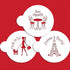 Designer Stencils I Love Paris Cookie Stencil Set, Beige/Semi-Transparent, fits 3 inch circle