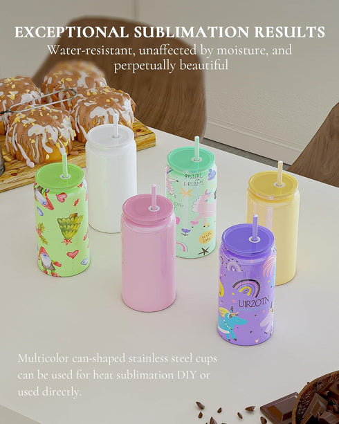 6Pack 16oz Glass Cups with Lids and Straws, Stainless Steels Cups, Beer Cup, Iced Coffee Cups, Smoothie Cup