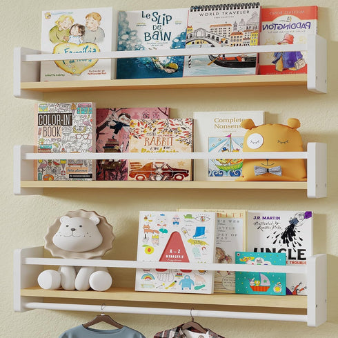 MXCSE Nursery Floating Bookshelf for Kids, Wall Mounted Kids Book Shelf with