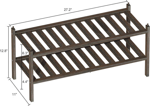 Dranixly 2-Tier Closet, 27.2"x11"x13.2" Bamboo Shoe Rack Stackable Shelf Storage Organizer for Entryway, Hallway