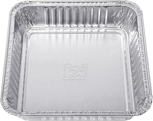 Fig & Leaf (20 Pack) 7” x 7” Square Baking Cake Pans, Disposable Aluminum Foil Tins for Roasting Cooking