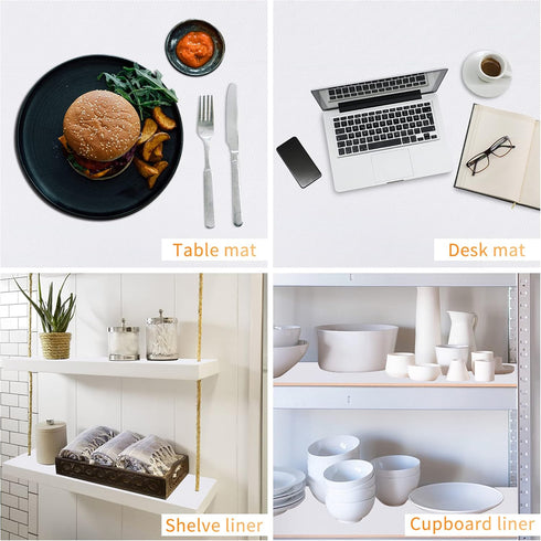 Non-Adhesive Kitchen Shelf Liner Drawer Liners, Waterproof Refrigerator Mats with Strong Durable Kitchen Cabinets Mat