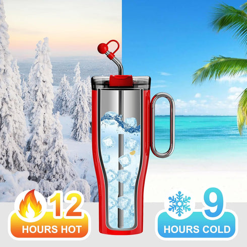 40 oz OTE Tumbler with Handle and Straw Lid, Double Walled Vacuum Stainless Steel Insulated Travel Coffee Mug, BPA