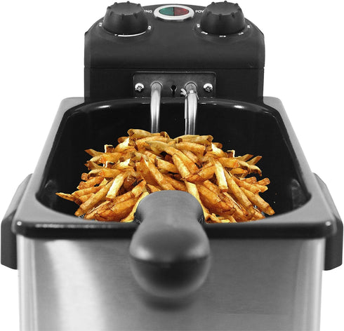 Elite Gourmet EDF-3500 Electric Immersion Deep Fryer: Removable Basket, Timer Control, Adjustable Temperature, 3.5 Quart