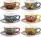 Henten Home 8.5 oz Cappuccino Cup and Saucers Set, Ceramic Coffee Cup