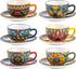 Henten Home 8.5 oz Cappuccino Cup and Saucers Set, Ceramic Coffee Cup