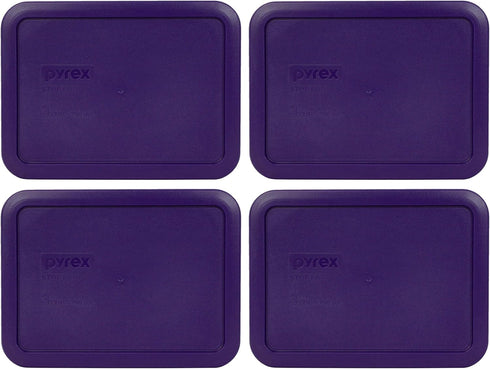 Pyrex 7210-PC 3 Cup Plastic Food Storage Lid, Purple - Made in USA, 4 Pack