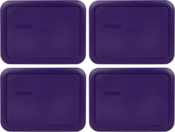 Pyrex 7210-PC 3 Cup Plastic Food Storage Lid, Purple - Made in USA, 4 Pack