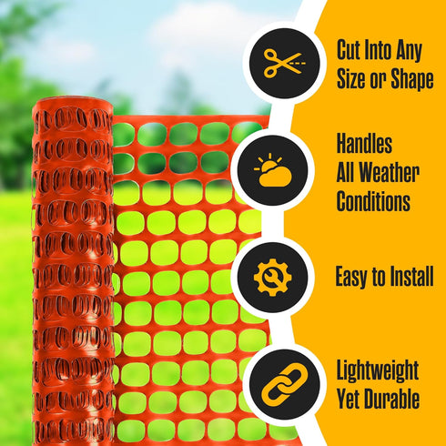 4'x100' 1 Houseables Plastic Mesh Fence, Construction Barrier Netting, Orange, Feet, Roll, Garden Fencing, Fences Wrap