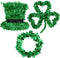 Whaline 3 Pack St. Patrick’s Day Green Tinsel Garland with Shamrock Wreath, Wire Garland, Leprechaun Hat