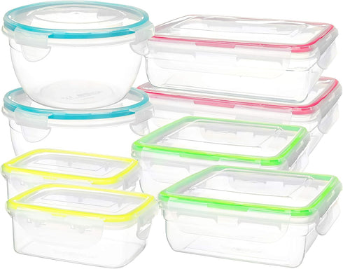 Southern Homewares 16-Piece Clip Lock Food Storage Container Set - Airtight, Microwave & Dishwasher Safe Kitchen Boxes