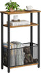 MMEOLUOOK Narrow Side Table with Storage Basket Skinny End Tables for Smalls Spaces