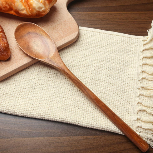 2PCS Wooden Cooking Spoons, Large Kitchen Utensil for Cooking, Serving, Mixing