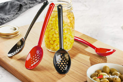 Small 7-Inch Slotted Serving Spoons, Pack of 4, Perfect for Olives, Pickles & Condiments, Sturdy & Versatile