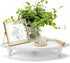 Rustic Wood Corner Counter Shelf, Beaded Farmhouse Tray with Detachable Legs, Bathroom Organizer for Display (White)