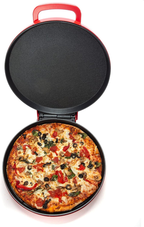 Zenith Versa Grill Non-Stick Pizza Maker Machine - Electric Indoor Grill, Calzone Maker, Red