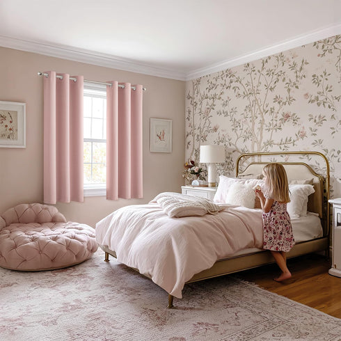 63 Inches 2 Grommet 40x63 Inch MIULEE Baby Pink Blackout Curtains for Girls Bedroom Living Room Long Panels, Nursery
