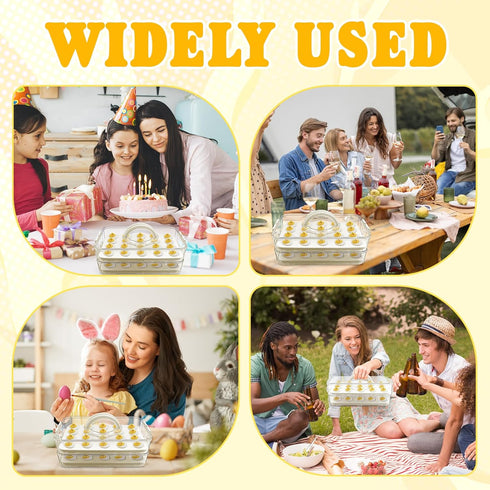 Lignumix (2 Deviled Egg Containers with Lid & Handle Layer Snap-on) PET Thickened Eggs Holder Inc Egg Slicer Kitchen