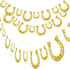 4 Piece Derby Horseshoe Garland Banner for Western Wedding Party Decoration, Pre Assembled (Gold)