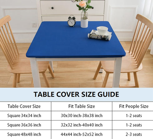 34 34 Inch Wolkemer Fitted Square Tablecloth Spandex Stretch Blue Cocktail Table Cover Elastic Edge Table Topper Cap