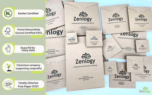 Parchment Paper Sheets 12x16 (100 sheets) for Baking - Unbleached Chlorine-free High Heat Non-Stick Pre-Cut Parchment Paper for Half Sheet Pans by Zenlogy