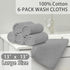 6PC (13"x13") 100% Set, VOOVA & MOVAS Grey Washcloths - Cotton | Lightweight | Thick | Quick Dry | Soft | Absorbent