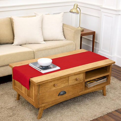 Solino Home Linen Red Table Runner 48 Inches - 100% Pure Linen