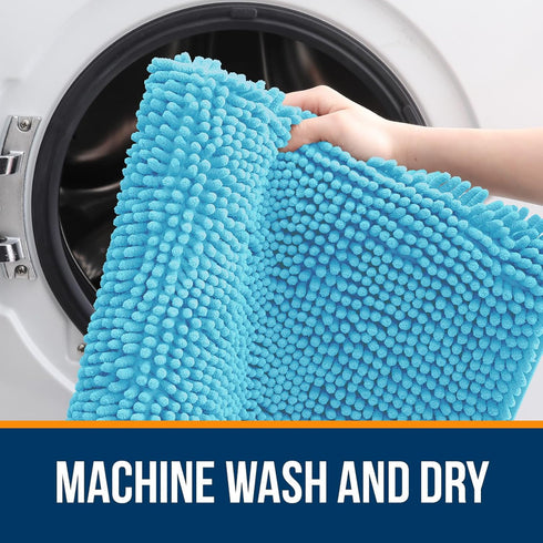 OLANLY Bathroom Rugs 30x20: Extra Soft Absorbent Chenille Bath Mats, Non-Slip, Quick Dry, Machine Washable Sky Blue