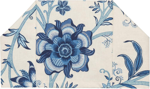Fabric Tissue Box Cover, Decorative Cotton Blue Floral Fabric Tissue Holder Slipcover for Square Cube Cardboard Facial