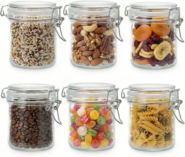 Small Glass Jars with Lids 8 oz, Airtight Clamp Lid Glass Storage