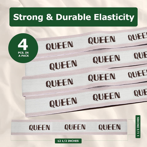ECOHomes Bed Sheet Organizer and Storage - Cream Elastic Bedding Band Labels for Linen Closet (Queen 4PCs Pack)