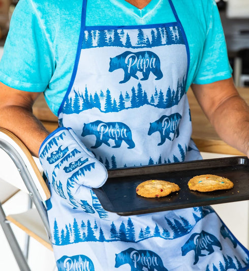 Papa Bear Funny Father's Day Cooking Graphic Novelty Kitchen Accessories, Cool Animal Oven Mitt