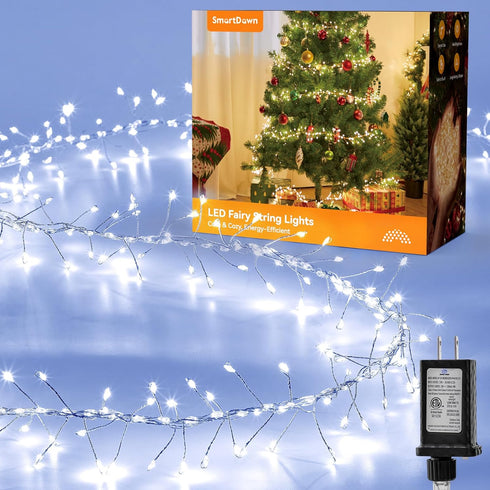Flowing Fairy Lights Plug in with 14 Modes, 10FT 388LED Twinkle String