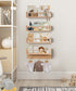 Generic Bookshelves,Set 4 BOMID Wall of Natural Wood Floating Bookshelf,Nursery Shelves,Floating Book Shelves