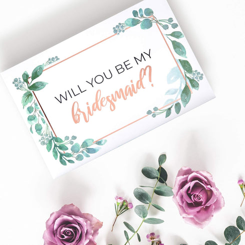Pop Fizz Designs Bridesmaid Proposal Box Set, 6 Pack with 1 Maid of Honor and 5 Bridesmaid Boxes, Greenery