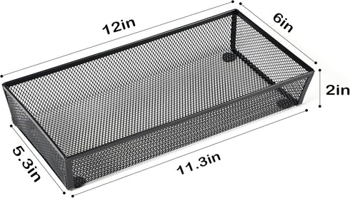 BYCY 3 Pack Mesh Flatware Drawer Organizer for Kitchen/Office/Home Tools,Spoon Knife Fork Organizers Box Utensil Tabletop Storage Tray (12 x 6 x 2 Inch) by BYCY